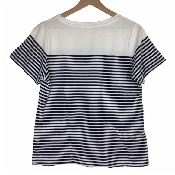 J CREW Factory T Shirt Top Short Sleeve Stripe Navy Classic Minimalist Medium - Picture 3 of 10